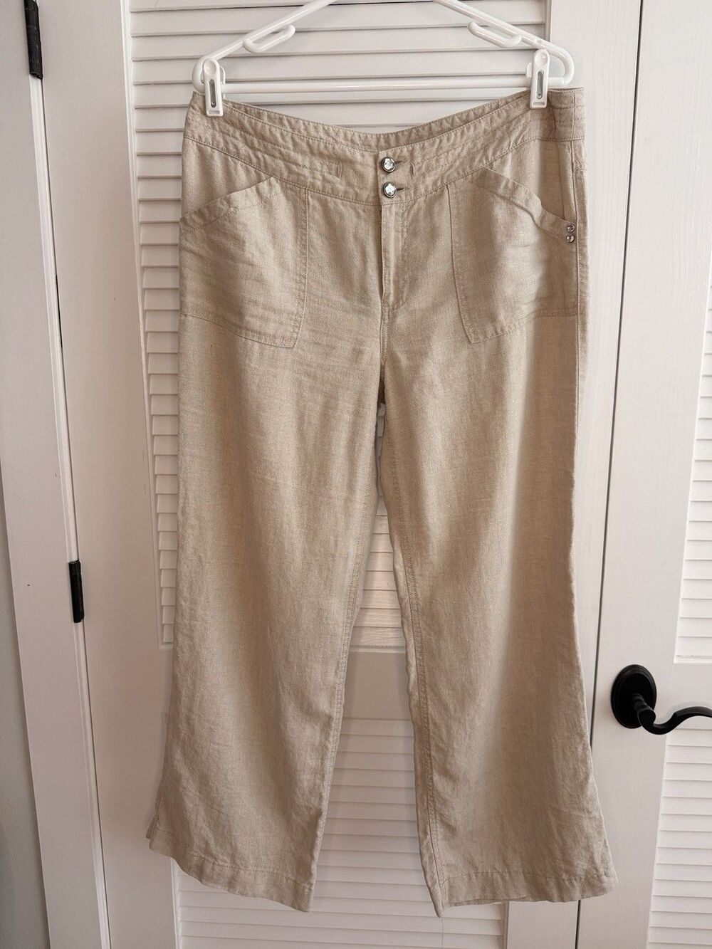 INC International Concepts Linen Wide Leg Pants Womens 12 Beige Tan  Beach